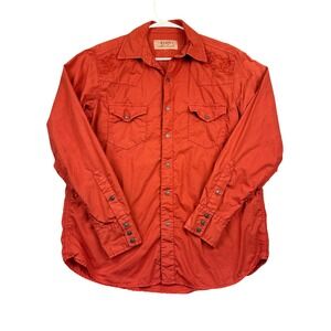 Ryan Michael Western Shirt Mens L Brick Red Embroidered Snap Long Sleeve *Read